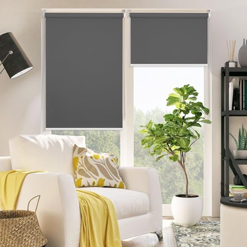 Allesin 100% Blackout Roller Shades, Blinds for Windows with Thermal Insulated & UV Protection Waterproof Fabric