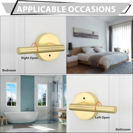 Haidms Gold Heavy Duty Door Handle Interior,Privacy Door Lever Handle, Bathroom Door Handles Interior, Modern Bedroom Door Handle