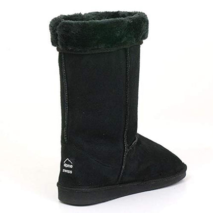 SIZE 38: Alpine Swiss Womens 11.5” Tall Mid Calf Winter Boots Faux Shearling Aussie Classic BLK 7 M US