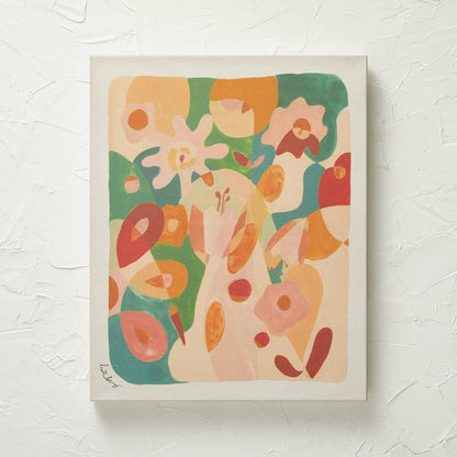 61 Cm X 76 Cm - Floral Abstract Unframed Wall Canvas Green - Opalhouse Designed With Jungalow (Open Box)