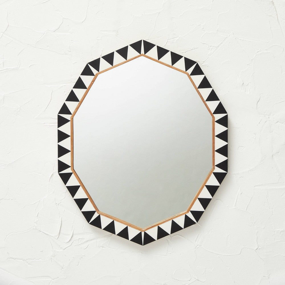 Sealed - 45Cm X 60Cm - Wood Resin Decorative Wall Mirror Brown - Opal House Designed With Jungalow (A) (Open Box)