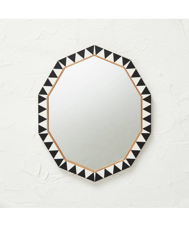 SEALED - 45CM X 60CM - Wood Resin Decorative Wall Mirror Brown - Opal house Designed with Jungalow (A)