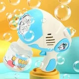 Bubble Machine Bubble Gun For Kids,Big 5 Hole Automatic Silent Bubbles Maker Toy with LED/125ml Solution/360° No leakage Bubble Blower with 10000+ Bubbles Per Minute for Kids Birthday Party Wedding BLUE