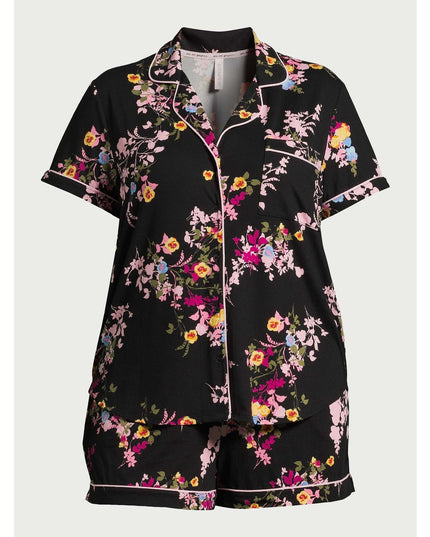 SIZE: L(12-14) - Joyspun Women's Knit Notch Collar Top and Shorts Pajama Set, 2-Piece