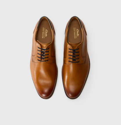 Clarks Craftarlo Men’s Tan Leather Lace-Up Shoes Light Brown