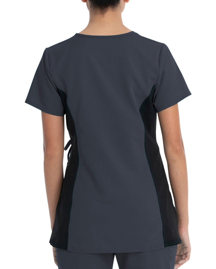 SIZE: L - Scrubstar Women's Rayon Ponte Side Panel Flexible Stretch Maternity Mock-Wrap Scrub Top WD800