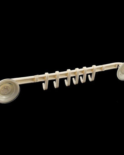 Generic Bathroom Kitchen Locking 6 Hooks Suction Cup Rack Beige