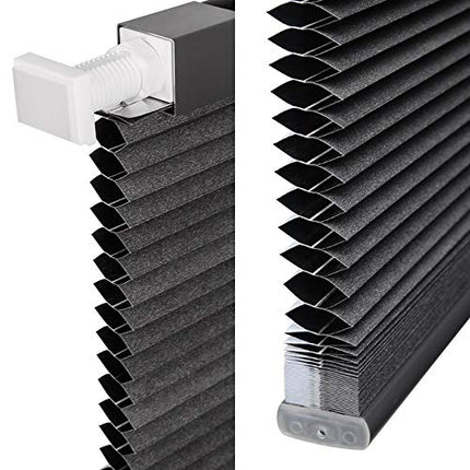 LazBlinds Cordless Cellular Shades, No Tools No Drill Blackout Honeycomb Shades Pleated Blinds for Windows, 25" W x 64" H, Midnight Black