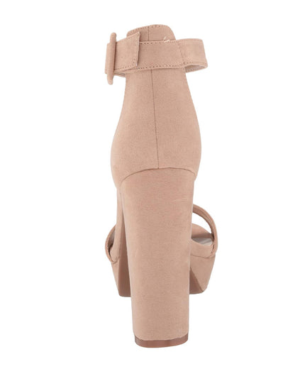 SIZE: 38 - DREAM PAIRS Womens Hi-Lo High Heel Platform Pump Sandal Nude Suede