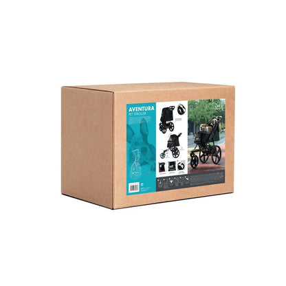 M-Pets Aventura stroller packaging box, angled view