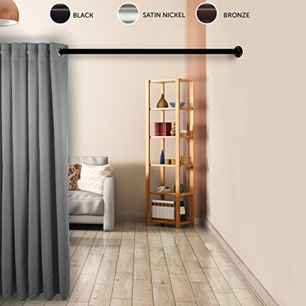 Rod Desyne 2 cm Adjustable 71-121  Room Divider Rod with Socket Set, Black