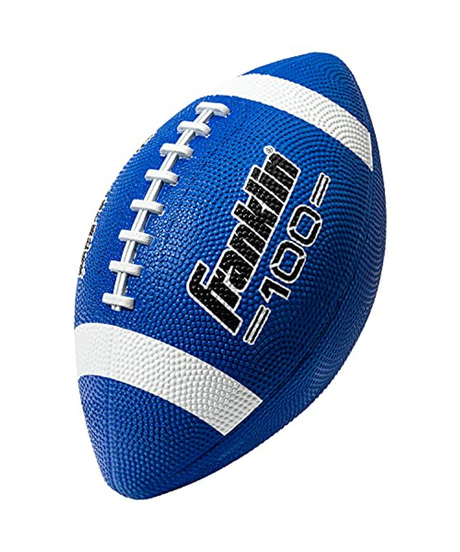 Franklin Sports Football - Grip-Rite 100 - Kids Junior Size - Youth Football - Durable Outdoor Rubber Football - Blue / White