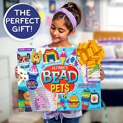 Made By Me Ultimate Bead Pets by Horizon Group USA, Bead Pets Crafts for Kids, Includes Over 1400 Beads, Cording, Keychains & Carabiner Clips, Design Templates, Storage Cases & More