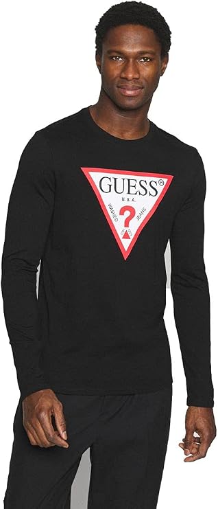 Guess Men'S Triangle Logo Longsleeve T-Shirt