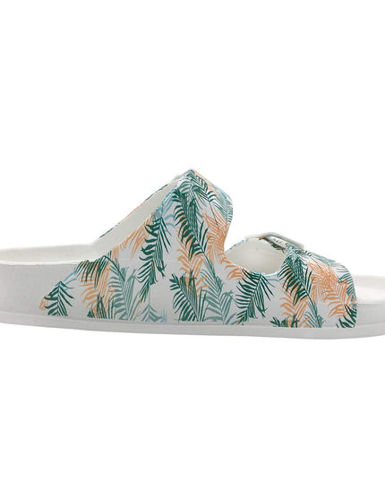 SIZE: 38 - FUNKYMONKEY Women's Comfort Slides Double Buckle Adjustable EVA Flat Sandals