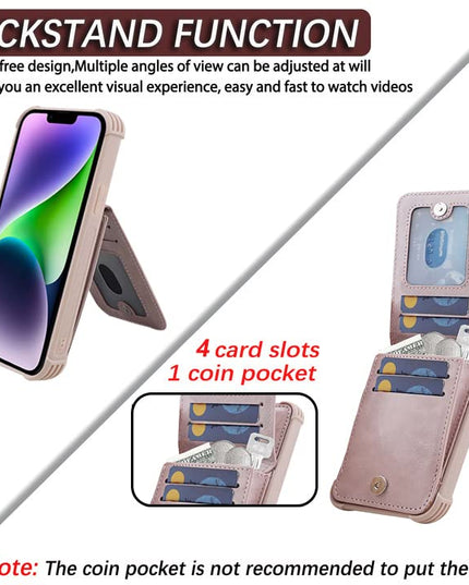 VANAVAGY Compatible for iPhone 13/14 Wallet Case for Women and Men, Salmon Pink