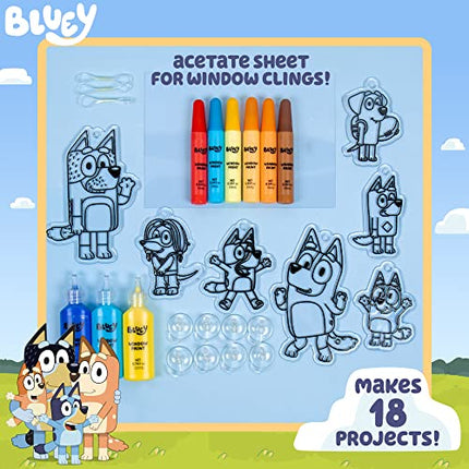 Bluey Window Art Suncatchers Kit for Kids to Paint, Great at-Home Craft Activity or Birthday Party Idea, Toys for Ages 3, 4, 5, 6
