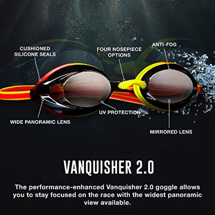 Speedo Unisex-Adult Swim Goggles Mirrored Vanquisher 2.0, Silver, One Size