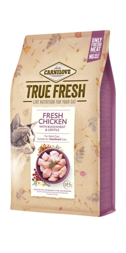 Carnilove True Fresh chicken adult cat food 1.8kg bag, front view