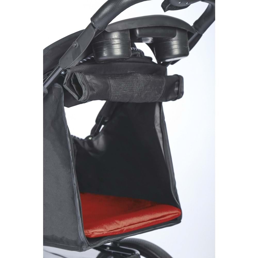 Close-up of M-Pets Aventura stroller cabin interior with red cushion