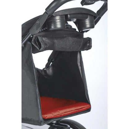 Close-up of M-Pets Aventura stroller cabin interior with red cushion