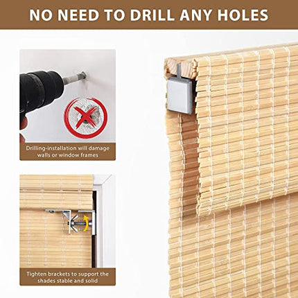 LazBlinds No Tools No Drill Cordless Bamboo Roman Shades