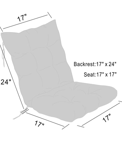 Rocking Chair Cushion Comfortable Tufted Seating Pads Non-Skid Backed Set of Cushion Back and Seat Bottom for Porch Rocker Outdoor Indoor Office Dining Chairs (24"x17" Back, 17"x17" seat, Dark Grey)