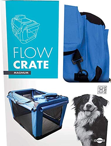 M-Pets Flow Crate soft pet crate shown open and folded, product collage