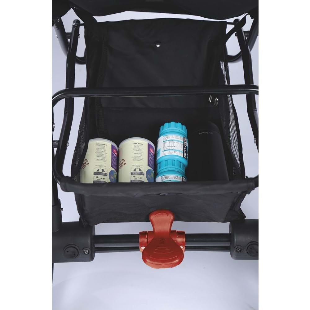 M-Pets Aventura stroller storage basket holding pet food containers
