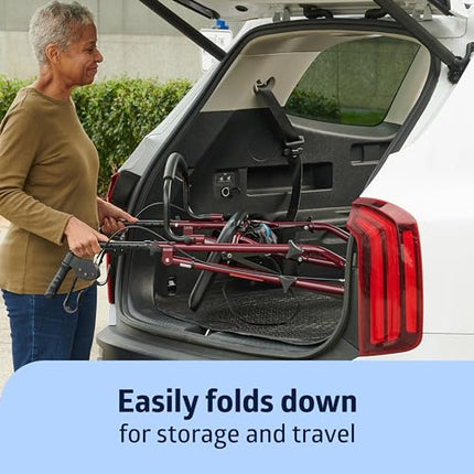 Medline Rollator Walker with Seat, Steel Rolling Walker with 15.24 cm Wheels Supports up to 159 kg, Burgundy ( tag missing parts Bluky )