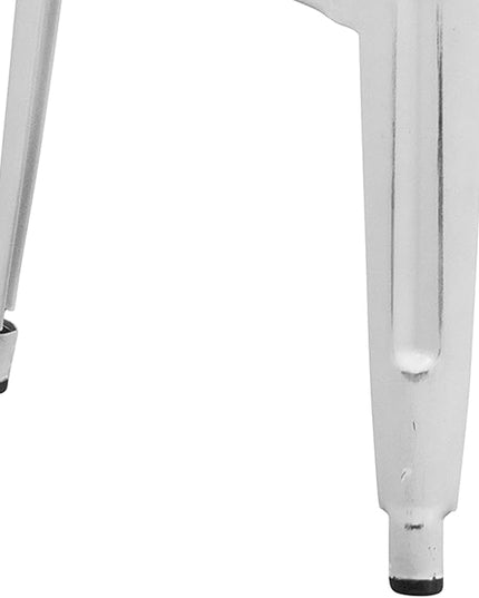Flash Furniture Kai Commercial Grade 30" High Backless Distressed White Metal Indoor-Outdoor Barstool
