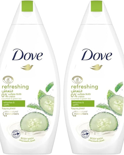 DOVE Refreshing Body Wash, for instant nourishing, Cucumber and Green Tea, No Sulfates or Parabens, 500ml