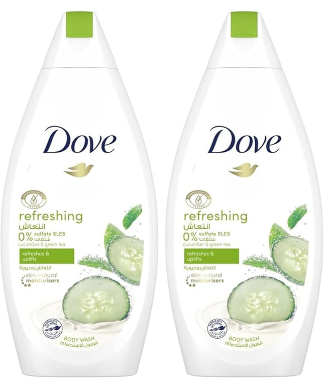DOVE Refreshing Body Wash, for instant nourishing, Cucumber and Green Tea, No Sulfates or Parabens, 500ml