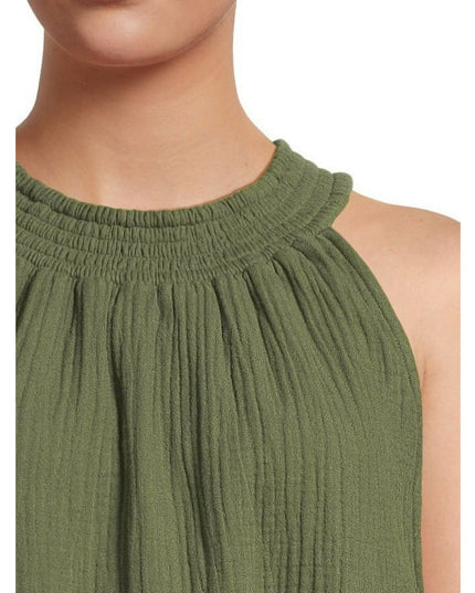 SIZE: XL(16-18) - Time and Tru Women's Smocked Halter Woven Top