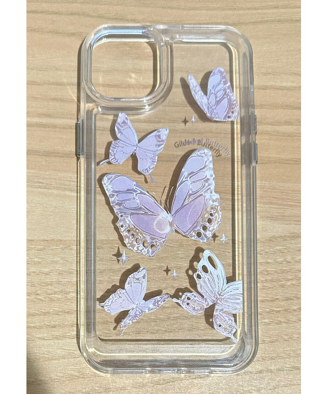 iPhone 14 plus clear butterfly design phone case