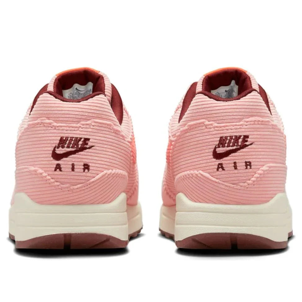 Nike Air Max 1 coral sneakers, back heel view