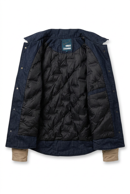 M-GEE2 Men's 2-in-1 Layered Bomber Jacket with Denim Inner