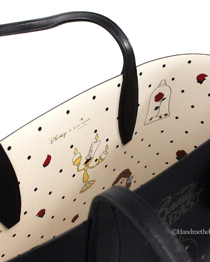 Kate Spade, Tote Bags, Female, Black, Size: ONE SIZE Beauty and the Beast Reversible Tote Bag