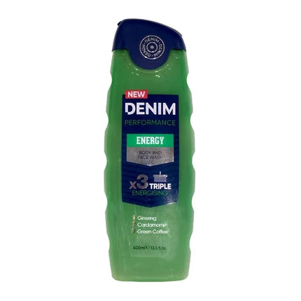 Denim Performance Energy Body & Face Wash 400ml shower gel