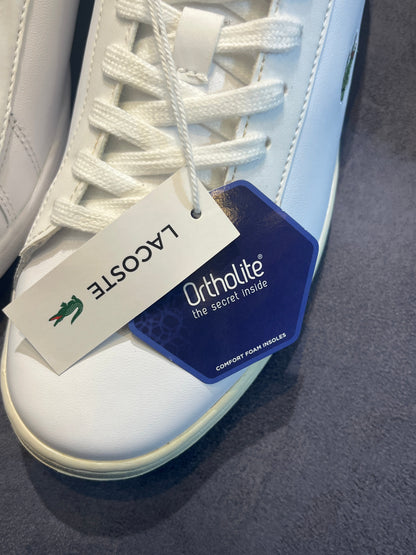 Close-up of Lacoste Carnaby Pro sneaker with OrthoLite tag