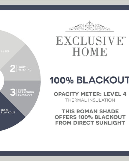 Exclusive Home Ricardo Total Blackout Roman Shade, 86.36 x 162.56 cm, Black