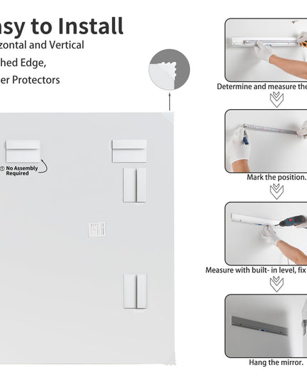 Mirrorons Beveled Mirror, Bathroom Mirrors for Wall 16" x 20", Frameless Rectangle Bathroom Mirror with Beveled Edge, Hangs Horizontally or Vertically, Tempered Glass Upgraded Packing