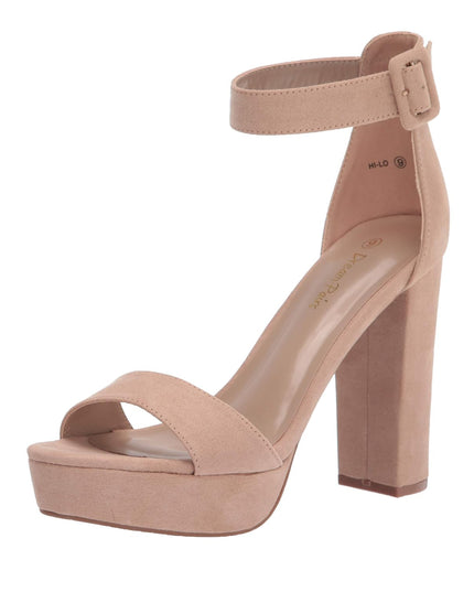 SIZE: 38 - DREAM PAIRS Womens Hi-Lo High Heel Platform Pump Sandal Nude Suede