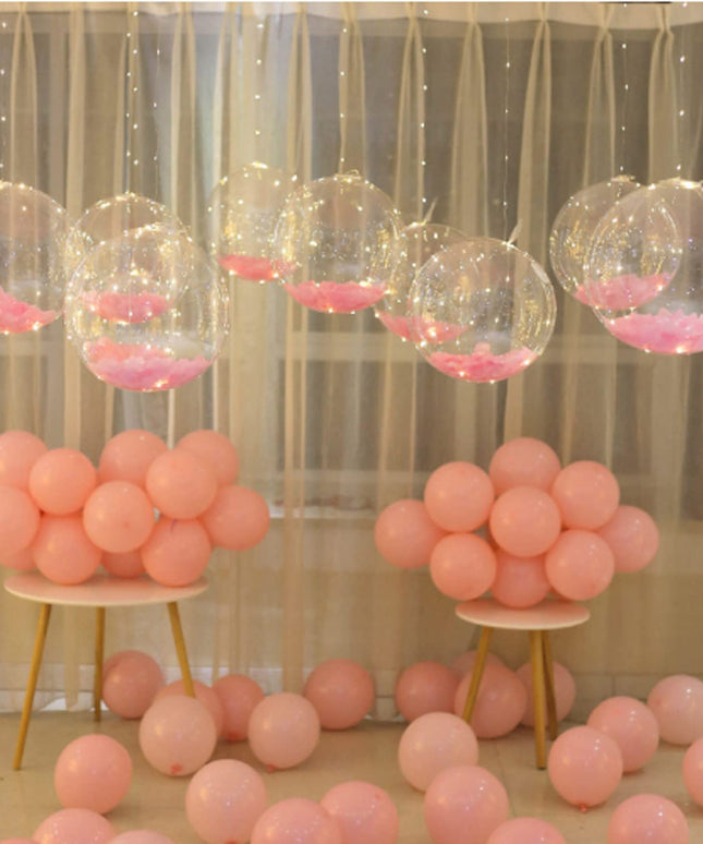 10 PACKS LED Bobo Balloons,Transparent LED Light Up Balloons,Helium Style Glow Bubble Balloons with String Lights for Party Birthday Wedding Festival Decorations (White)