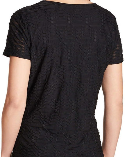 SIZE: M - Calvin Klein Women's Stretch Textured Shirt (Black, Medium)