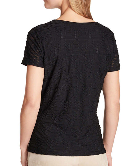 SIZE: M - Calvin Klein Women's Stretch Textured Shirt (Black, Medium)