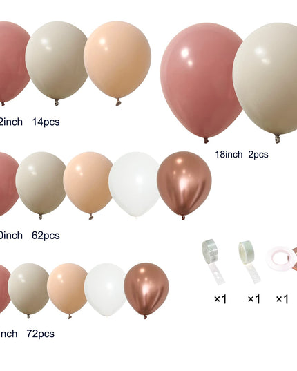 PERPAOL 154pcs Dusty Rose Pink Blush Balloons Garland Arch Kit Boho Nude Cream Peach Retro Pink for Bridal Shower Garden Tea Party Birthday Wedding Decorations
