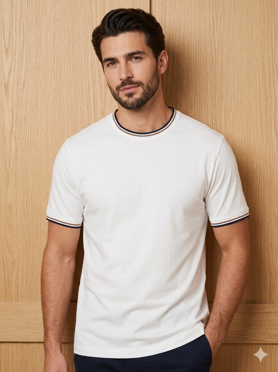 Denim & Flower White T-Shirt For Men