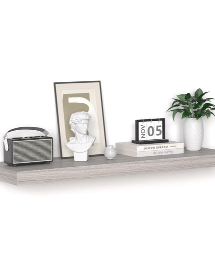 Floating Shelves - 10.3 Inch Deep Wall Shelf for Decor & Storage - Wall Mounted Display Shelving with Invisible Heavy-Duty Metal Bracket - 36" W x 10.3" D x 1.8" H - Set of 1 - Rustic Grey