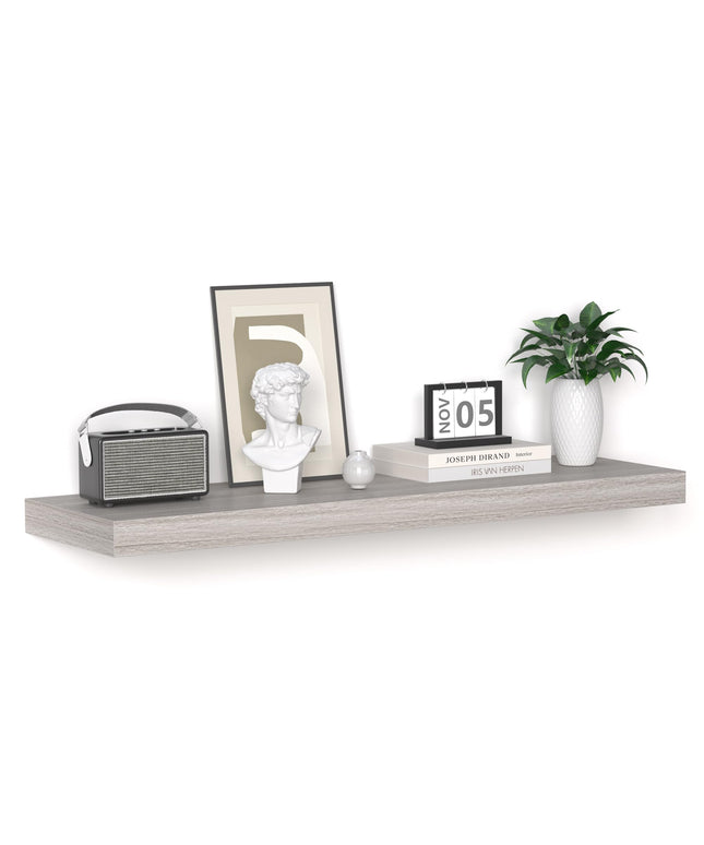 Floating Shelves - 10.3 Inch Deep Wall Shelf for Decor & Storage - Wall Mounted Display Shelving with Invisible Heavy-Duty Metal Bracket - 36" W x 10.3" D x 1.8" H - Set of 1 - Rustic Grey